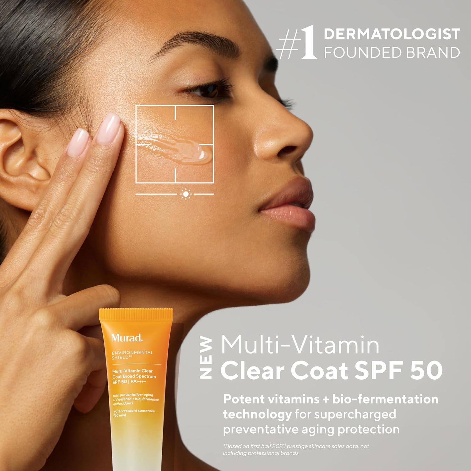 imageMurad MultiVitamin Clear Coat Sunscreen SPF 50 Lightweight BroadSpectrum SPF with Vitamins CF BioFermented Clary Sage and Chia Seed Nourishes Skin with No White Cast 17 Fl Oz