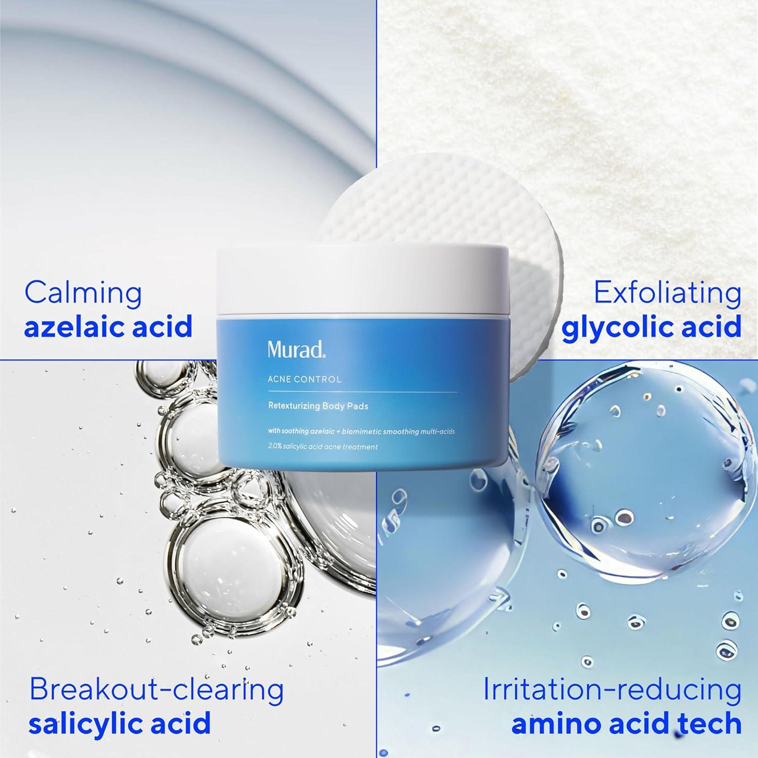imageMurad Retexturizing Body Pads AcneFighting Exfoliating Pads with Azelaic Salicylic and Glycolic Acid for Acne Breakouts Smoothing KP Bumps and Soothing Aggravated Skin 45 Pads