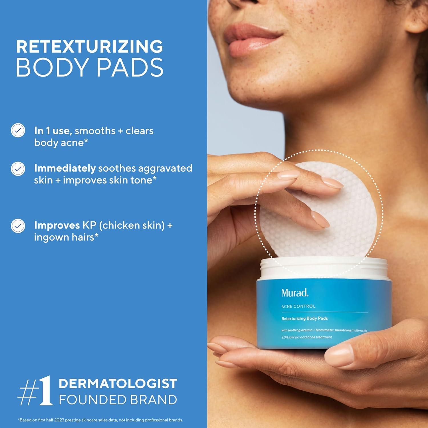 imageMurad Retexturizing Body Pads AcneFighting Exfoliating Pads with Azelaic Salicylic and Glycolic Acid for Acne Breakouts Smoothing KP Bumps and Soothing Aggravated Skin 45 Pads