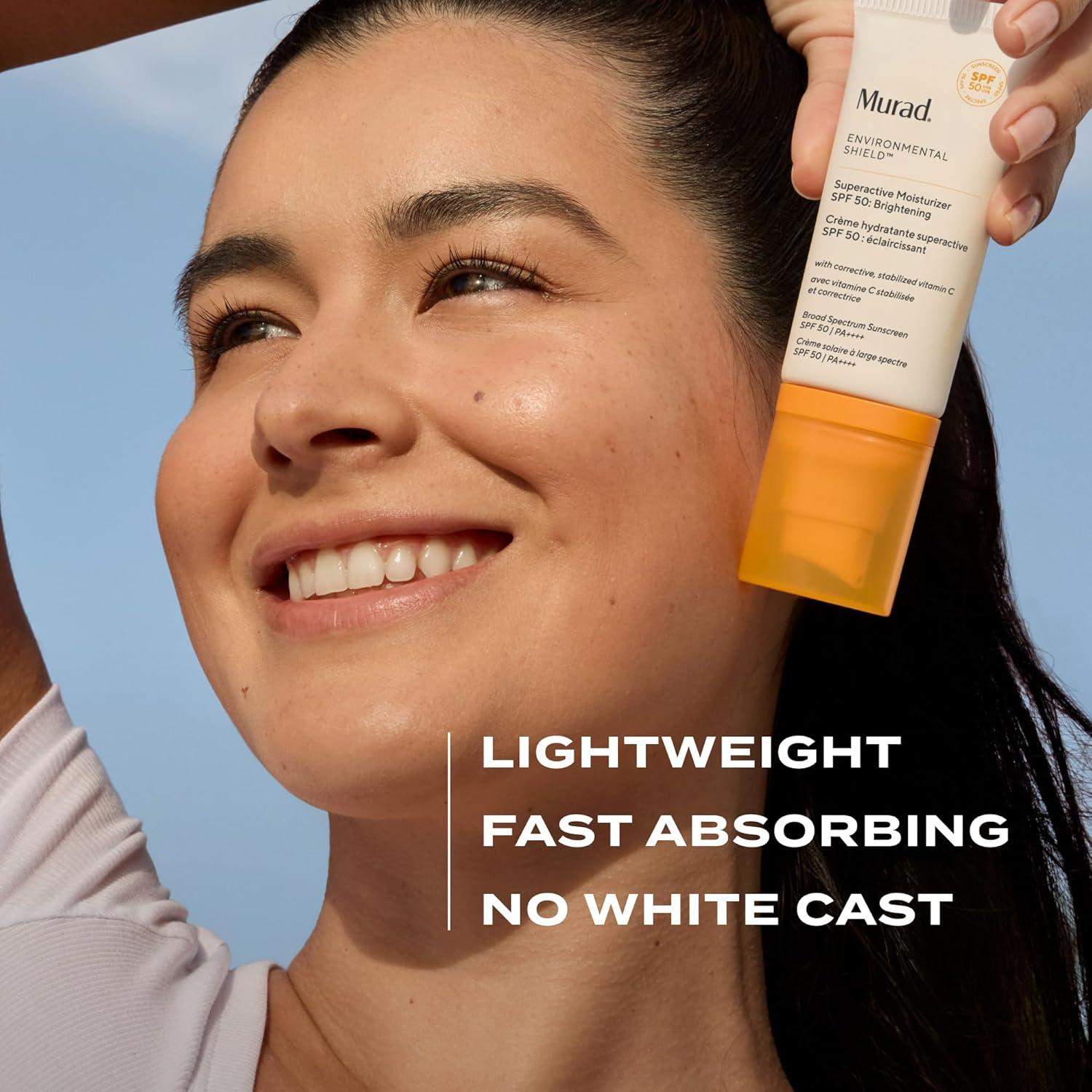 imageMurad Superactive Brightening Moisturizer SPF 50 Travel Vitamin C Packed Hydrating Ulta Sheer Facial Sunscreen WLipidboosting Technology for Preventative Aging Protection from UVAUVB08 Fl Oz Pack of 1