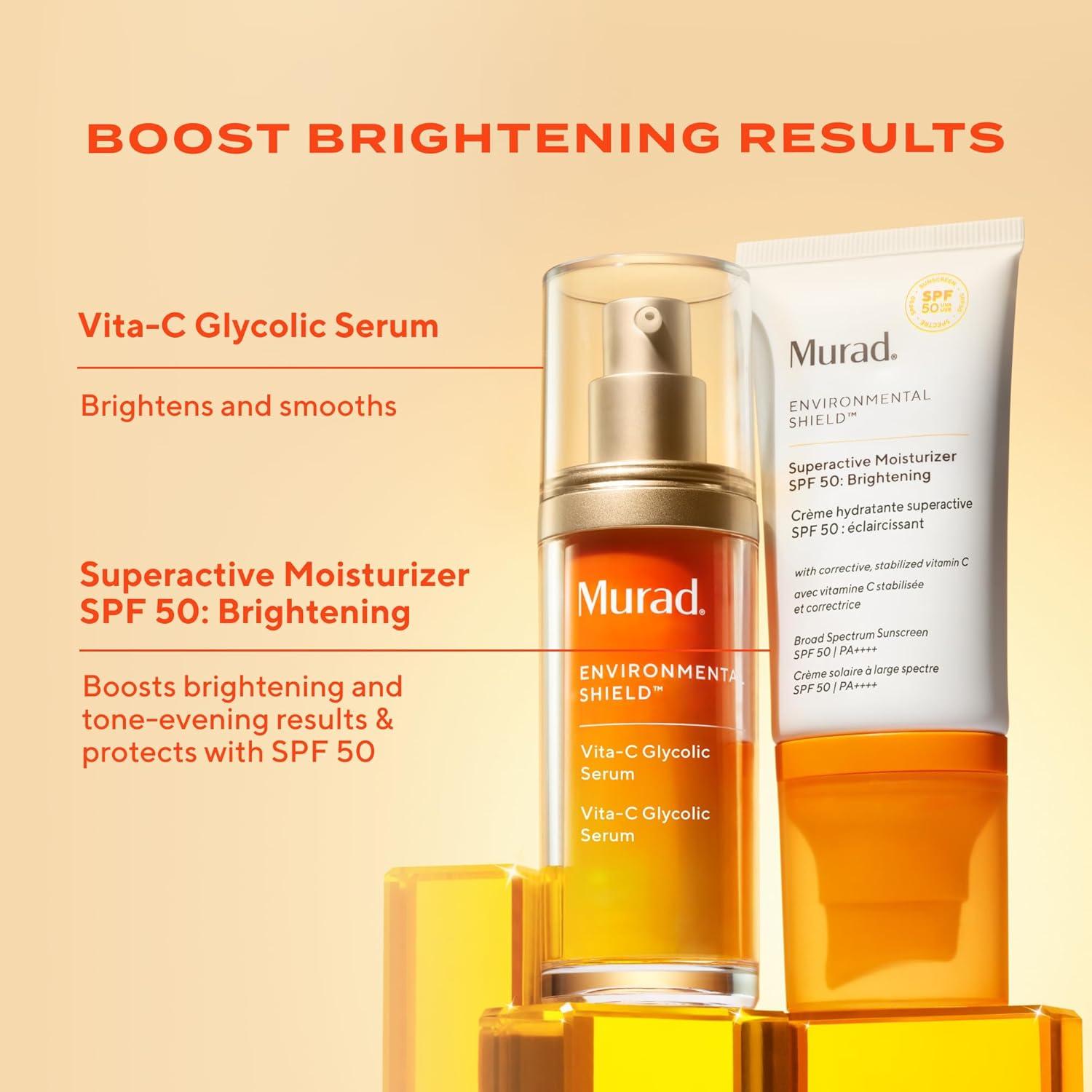 imageMurad Superactive Brightening Moisturizer SPF 50 Travel Vitamin C Packed Hydrating Ulta Sheer Facial Sunscreen WLipidboosting Technology for Preventative Aging Protection from UVAUVB08 Fl Oz Pack of 1