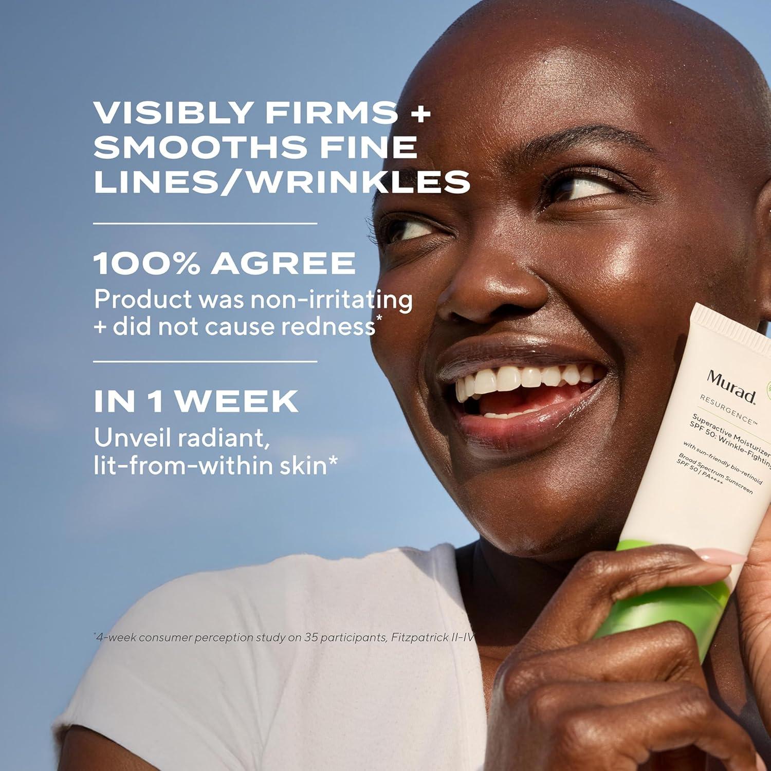 imageMurad Superactive WrinkleFighting Moisturizer SPF 50 BioRetinoid Ultra Sheer Facial Sunscreen Gently Targets Fine Lines and Wrinkles With Aging Protection From UVBUVA 17Fl Oz