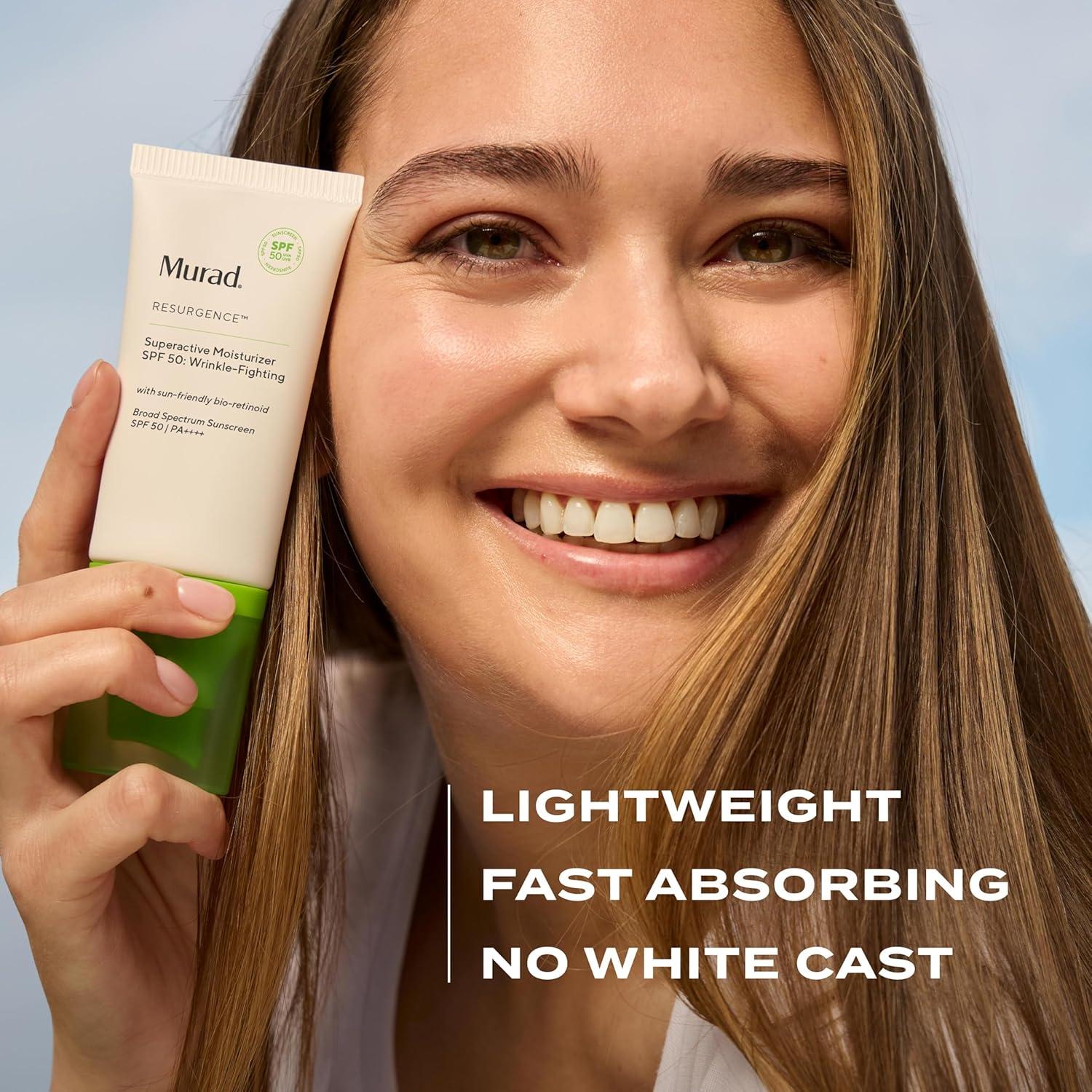 imageMurad Superactive WrinkleFighting Moisturizer SPF 50 BioRetinoid Ultra Sheer Facial Sunscreen Gently Targets Fine Lines and Wrinkles With Aging Protection From UVBUVA 17Fl Oz