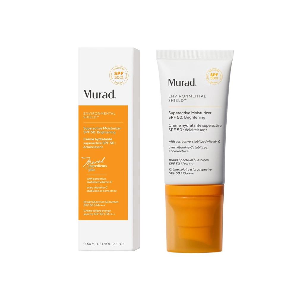 imageMurad Superactive Brightening Moisturizer SPF 50 Travel  Vitamin C Packed Hydrating Ulta Sheer Facial Sunscreen WLipidboosting Technology for Preventative Aging Protection from UVAUVB08 Fl Oz Pack of 1