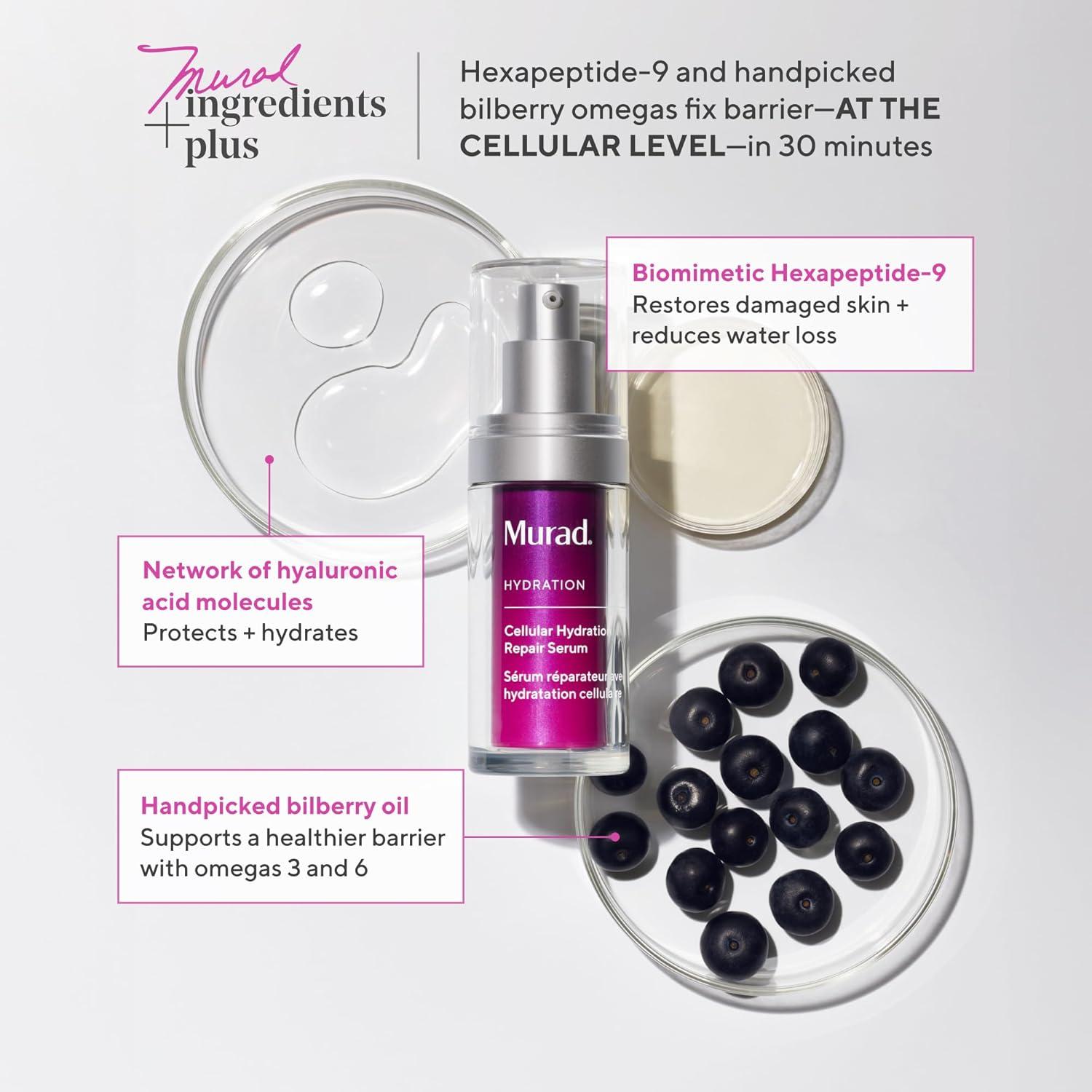 imageMurad Cellular Hydration Barrier Repair Serum Hydrating Face Serum Repairs LipidDepleted Skin Barrier Hexapeptide9 Bilberry and Hyaluronic Acid Delivers Stronger Healthier Skin1 Fl Oz Pack of 1