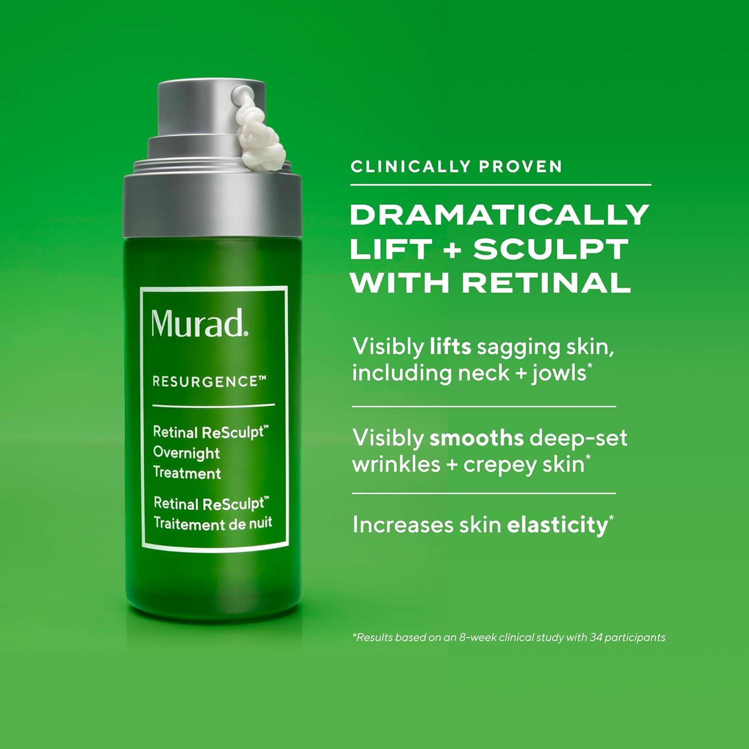 imageMurad Retinal ReSculpt Overnight Treatment Advanced Face and Neck Serum with Encapsulated Retinal Kangaroo Paw Olive ampamp Oat Smooths Deep Wrinkles and Crepey Skin ampamp Lifts Sagging Skin1 Fl Oz Pack of 1