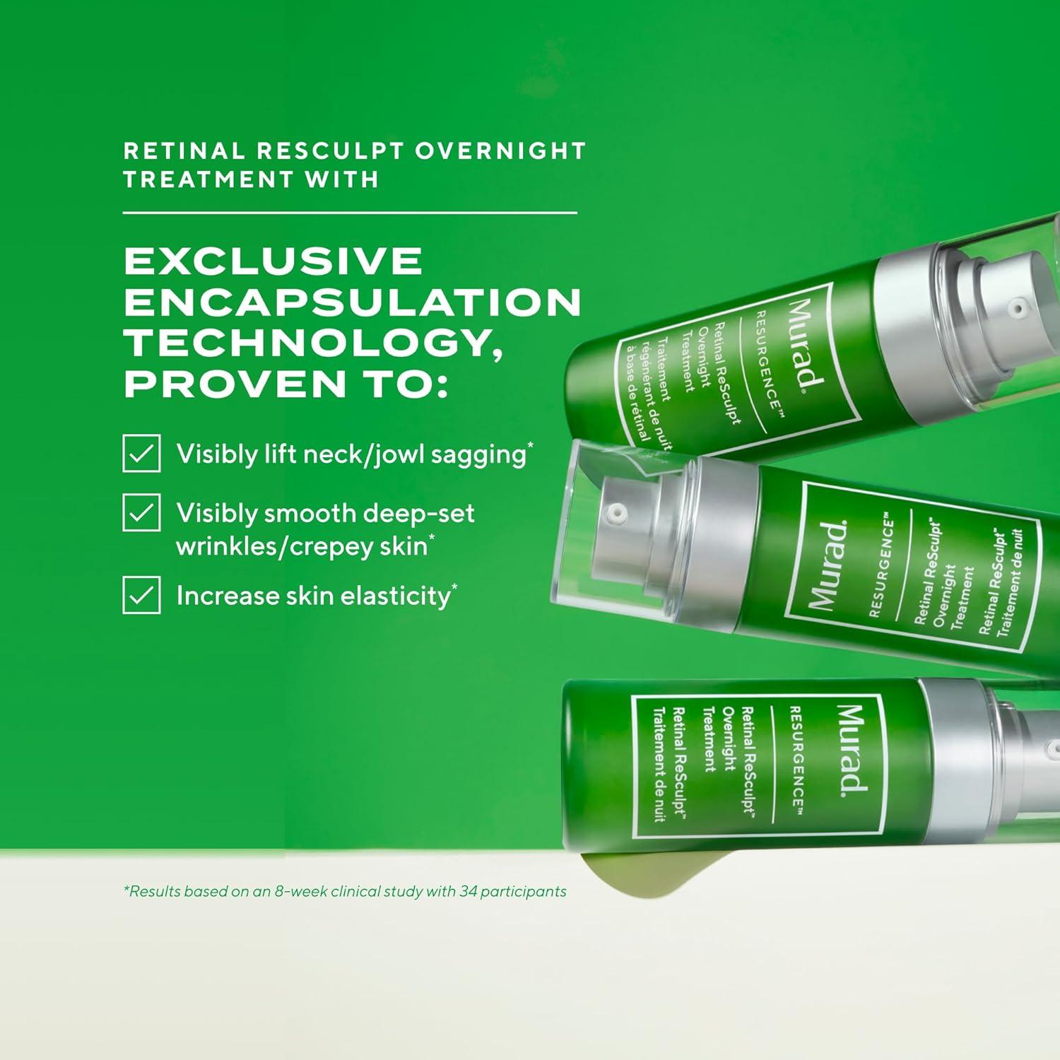 imageMurad Retinal ReSculpt Overnight Treatment Advanced Face and Neck Serum with Encapsulated Retinal Kangaroo Paw Olive ampamp Oat Smooths Deep Wrinkles and Crepey Skin ampamp Lifts Sagging Skin1 Fl Oz Pack of 1