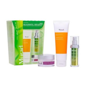 Murad Rejuvenate + Replenish w/ Healthy Skin – 3-Piece Full Sized Set ($213 Value) – Regimen for Total Skin Health – Ess-C Cleanser 6.75Fl Oz, Retinol Serum 1.0Fl Oz, Hydro Dynamic Moisture 1.7Fl Oz