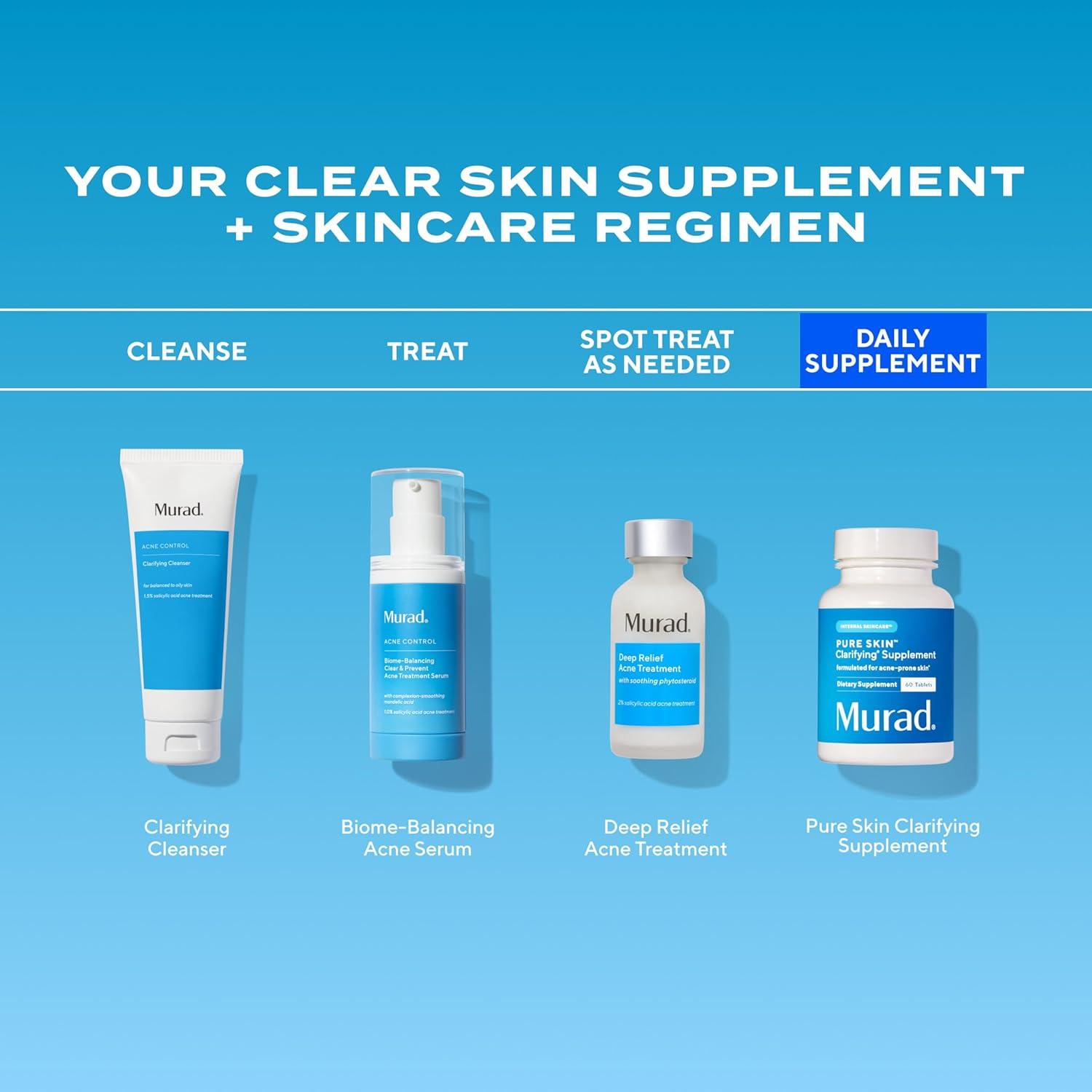 imageMurad Pure Skin Acne Supplements 60 Tablets Clear Skin Support with Blend of Vitamin A ampamp B6 Zinc Amino Acids ampamp Burdock Root Promotes Healthy Skin Oil Balance Gut Health ampamp Stress Relief60 Count Pack of 1