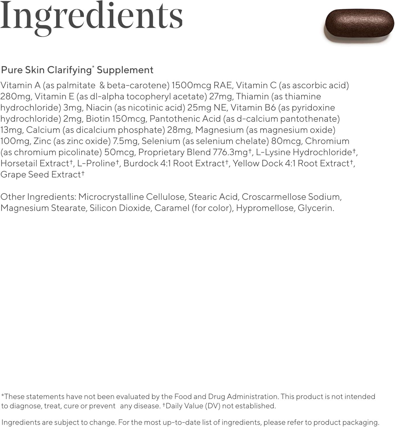 imageMurad Pure Skin Acne Supplements 60 Tablets Clear Skin Support with Blend of Vitamin A ampamp B6 Zinc Amino Acids ampamp Burdock Root Promotes Healthy Skin Oil Balance Gut Health ampamp Stress Relief60 Count Pack of 1