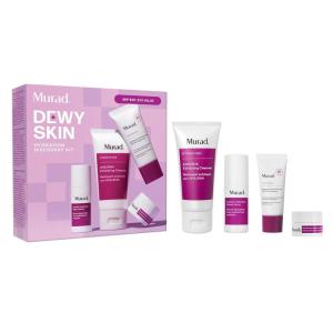 Murad Hydrate Trial Kit – Dewy Skin Set with AHA/BHA Cleanser 2.0oz, Hydration Serum 0.33oz, Hydro-Hyaluronic Cream 0.25oz, Superactive SPF 50 Moisturizer 0.8oz | Travel Skincare for Radiant Skin(4-Piece Trial Kit)